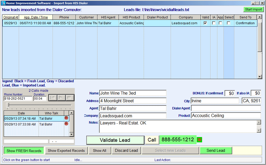 Validation of a lead